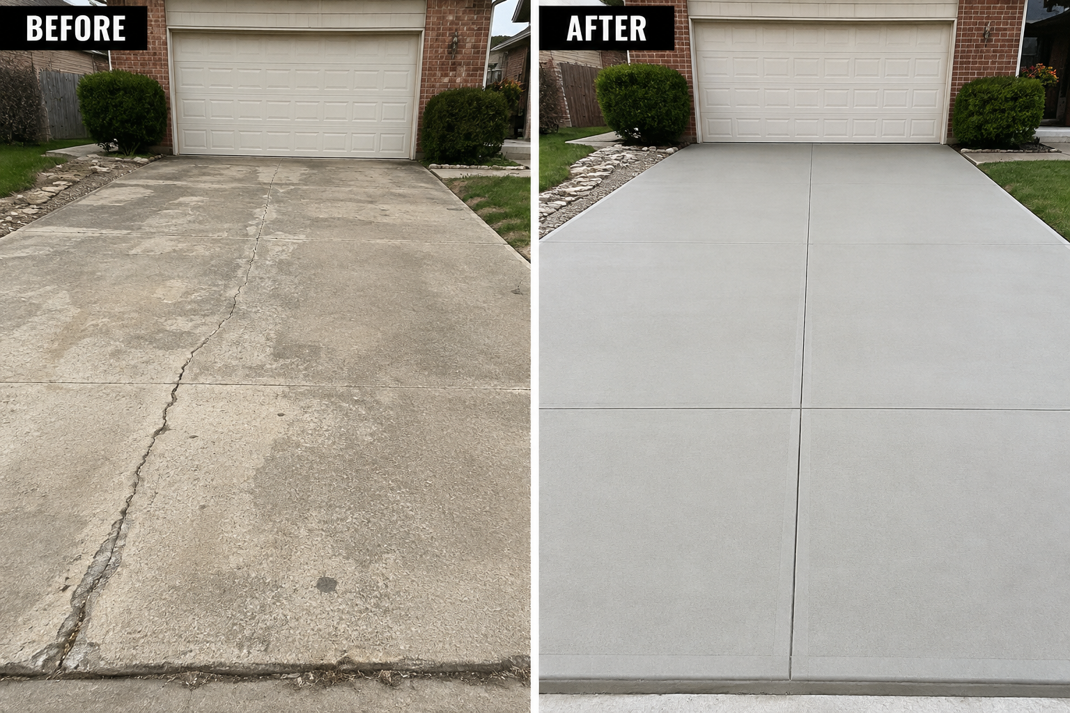 Worn and cracked driveway before replacement